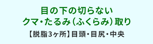 目の下の切らない クマ・たるみ（ふくらみ）取り【脱脂3ヶ所】目頭・目尻・中央
