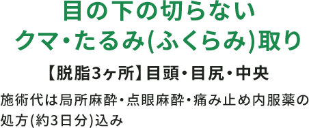 目下の切らない クマ・たるみ（ふくらみ）取り
