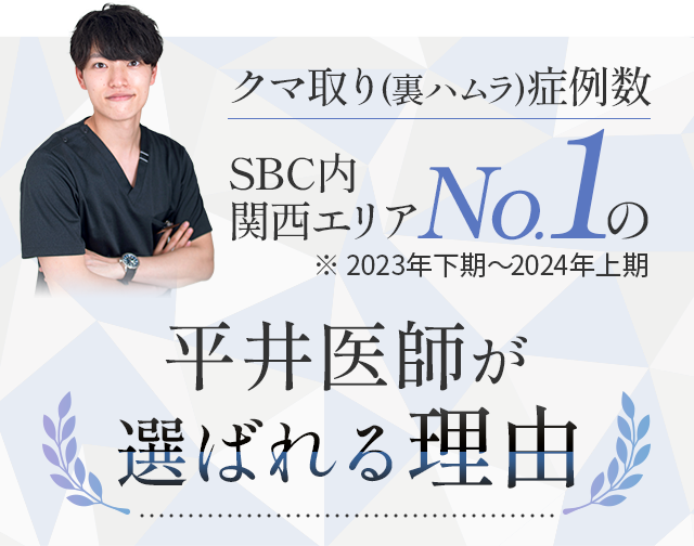 クマ取り(裏ハムラ)法症例数SBC内関西No.1の平井医師が選ばれる理由