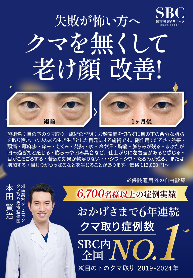 クマをなくして老け顔改善！