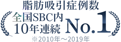 脂肪吸引症例数 全国SBC内 10年連続 NO.1/※2010年～2019年
