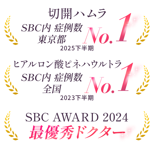 切開ハムラNo.1 ヒアルロン酸ピネハウルトラNo.1 SBC AWARD 2024 最優秀ドクター
