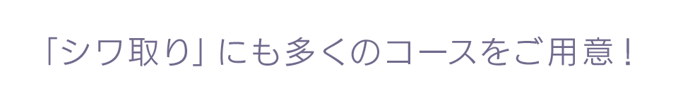 「シワ取り」にも多くのコースをご用意！