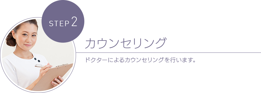 カウンセリング ドクターによるカウンセリングを行います。