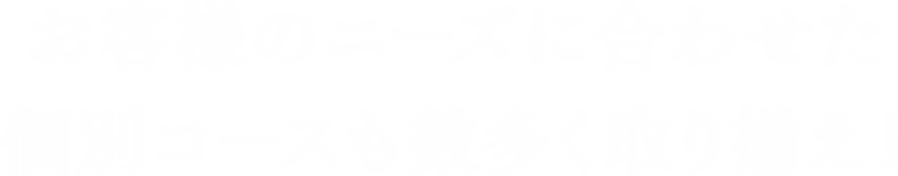 お客様のニーズに合わせた 個別コースも数多く取り揃え！