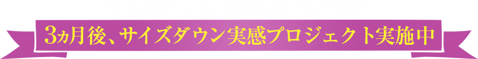 3ヵ月後、サイズダウン実感キャンペーン実施中