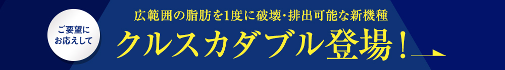 ご要望にお応えして広範囲の脂肪を1度に破壊・排出可能な新機種クルスカダブル登場!