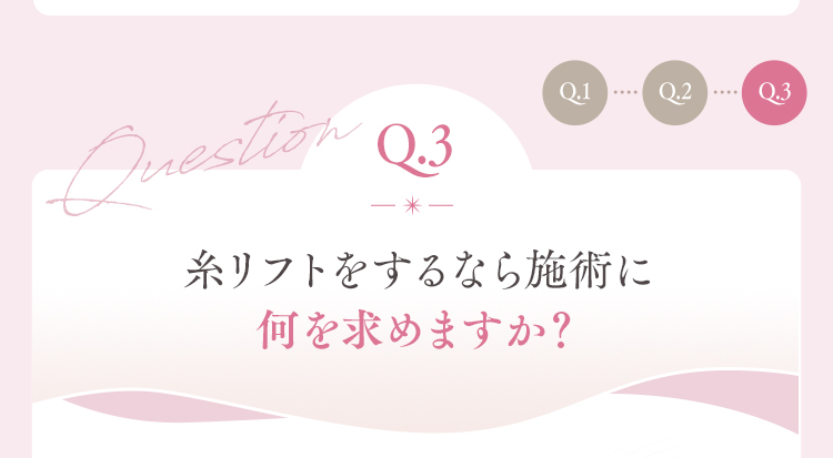 Q3 糸リフトをするなら施術に何を求めますか？